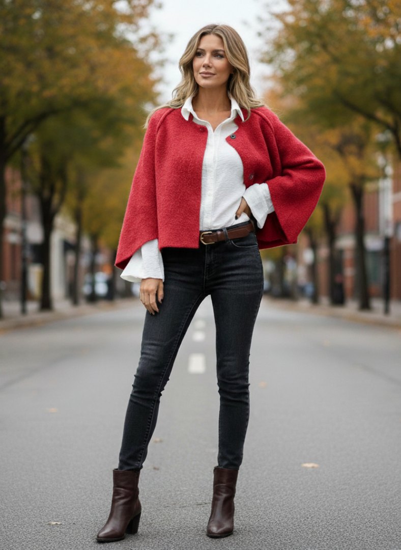 Fleur | Cropped Bolero Jacket Grey Wool-Blend Open Front for Women