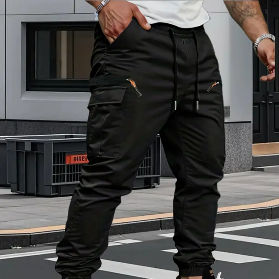 Seamus | Cargo Joggers Khaki Stretch Tapered for Men