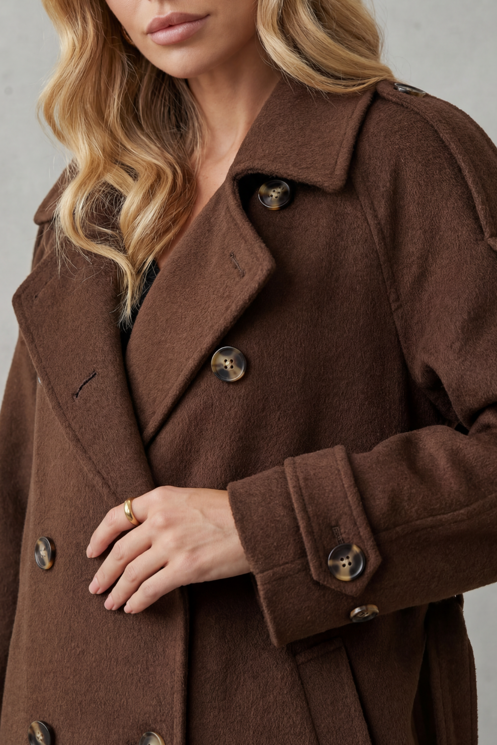 Harriet | Trench Coat Brown Wool-Blend Oversized Belted for Women