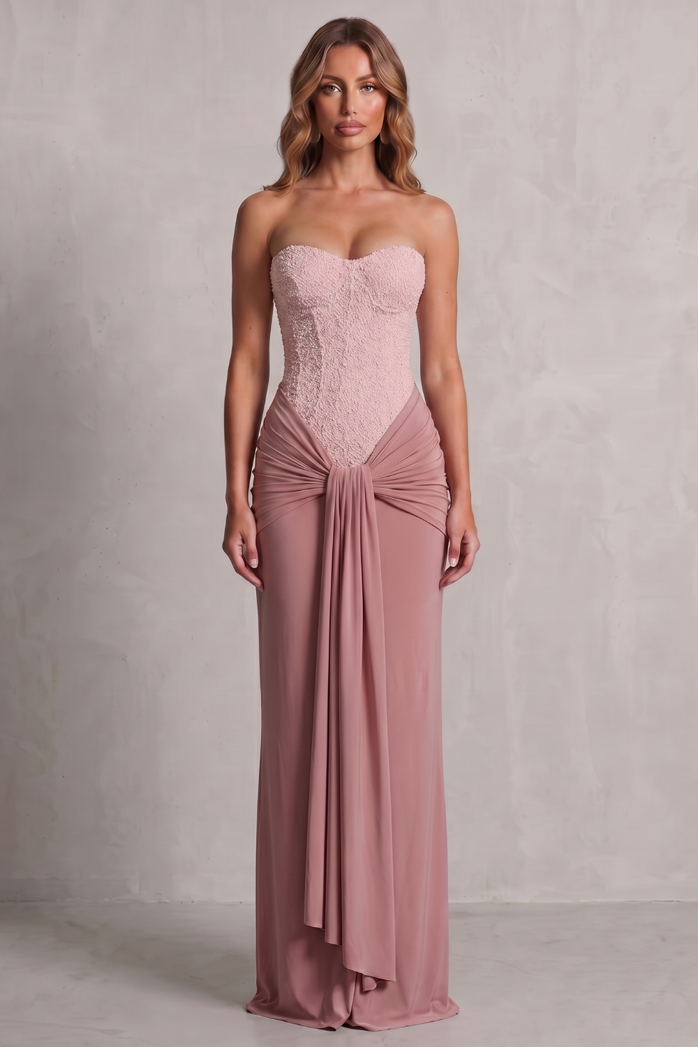 Camellia | Maxi Wedding Dress White Embellished Corset Draped for Women