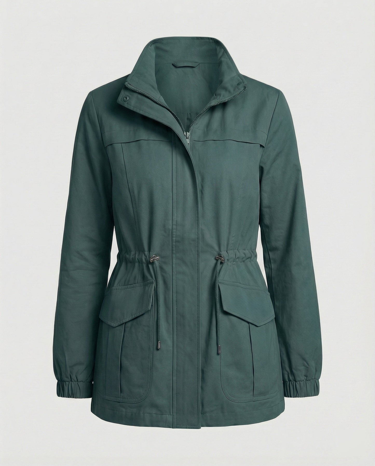 Lydia | Utility Jacket Stone Cotton Drawstring Waist for Women