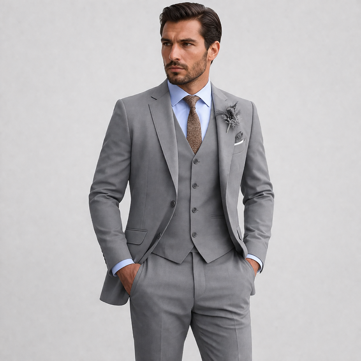 Rafferty | Three-Piece Suit Stone Linen Tailored Fit for Men