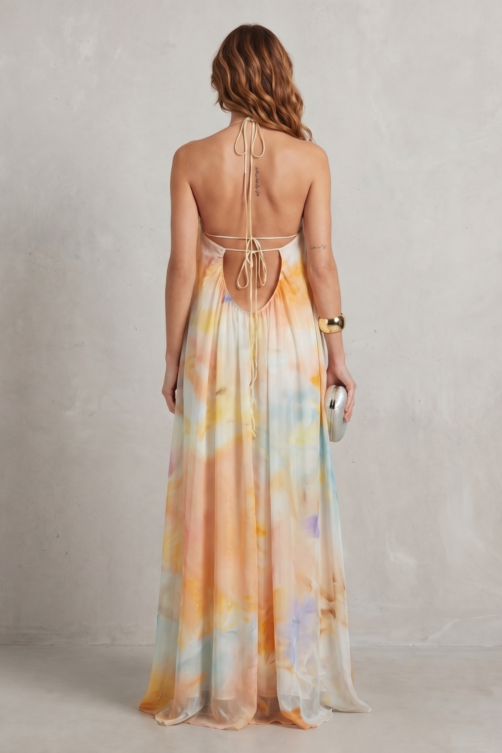 Rosalind | Maxi Dress Pastel Watercolour Floral Chiffon Halter for Women