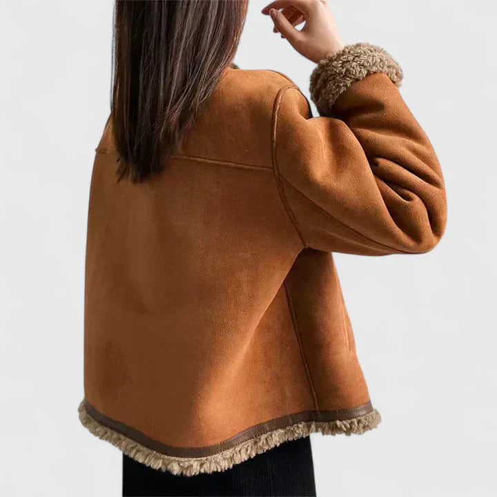 Harriet | Shearling Jacket Tan Faux Suede Teddy Lined for Women