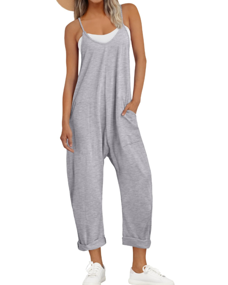 Isla | Sleeveless Jumpsuit Black Rayon Wide-Leg Spaghetti Strap for Women
