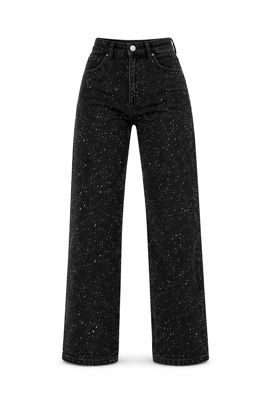 Phoebe | Straight-Leg Jeans Light Blue Denim High-Waist Rhinestone for Women