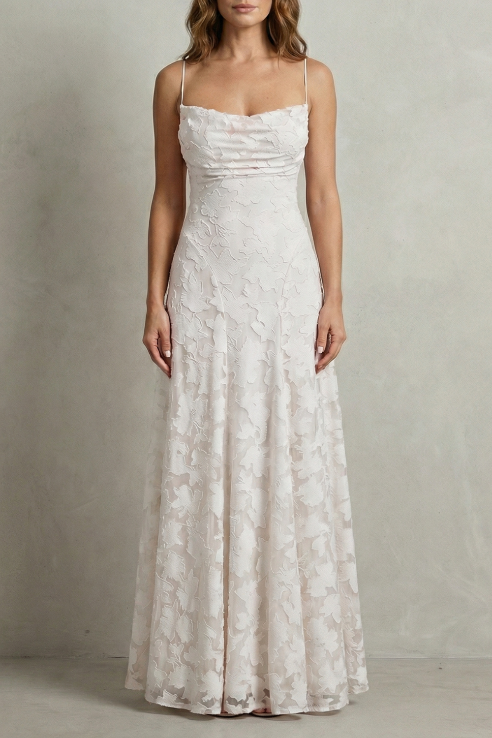 Saffron | Maxi Dress Blush Pink Floral Textured Spaghetti Strap for Women