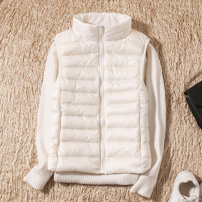 Beatrice | Padded Gilet Dusky Pink Lightweight Stand Collar Sleeveless for Women