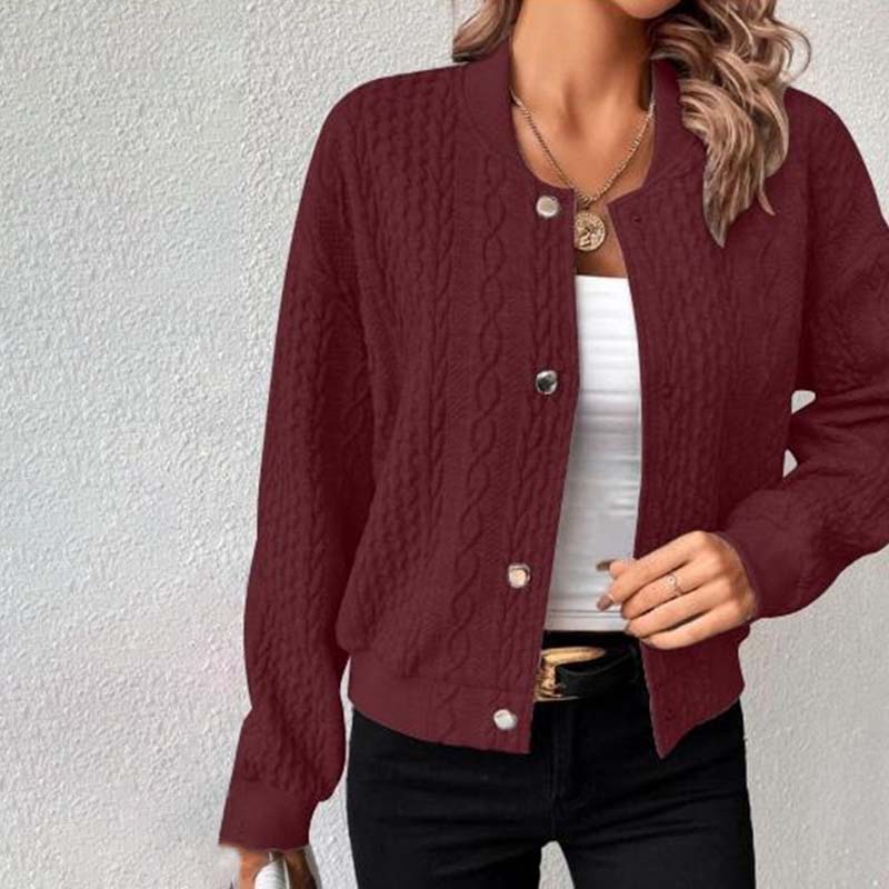 Celia | Cardigan Pink Cable Knit Cropped Button-Front for Women