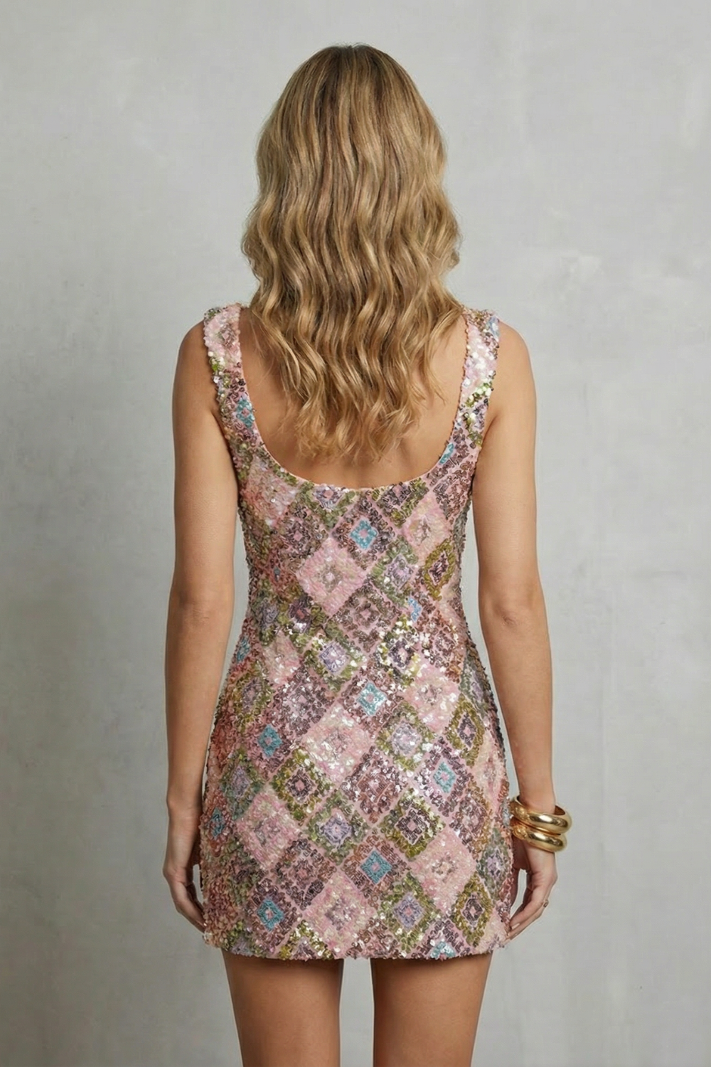 Phoebe | Mini Party Dress Pink Multicolour Sequin Sleeveless for Women