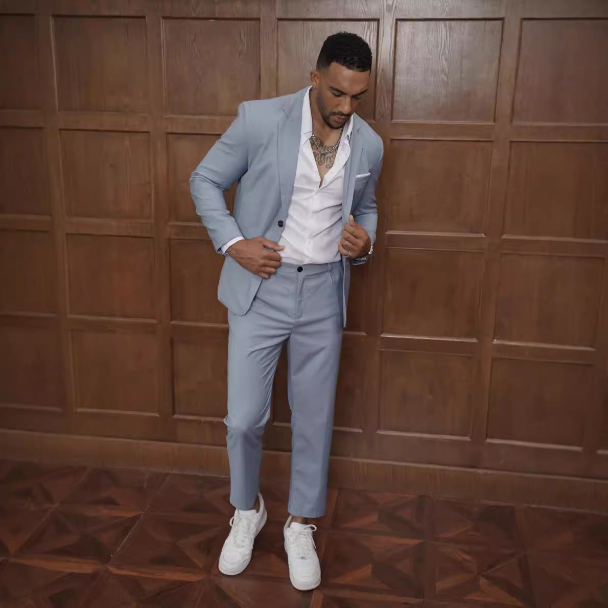 Leander | Suit Light Blue Slim Fit Single Button Notch Lapel for Men