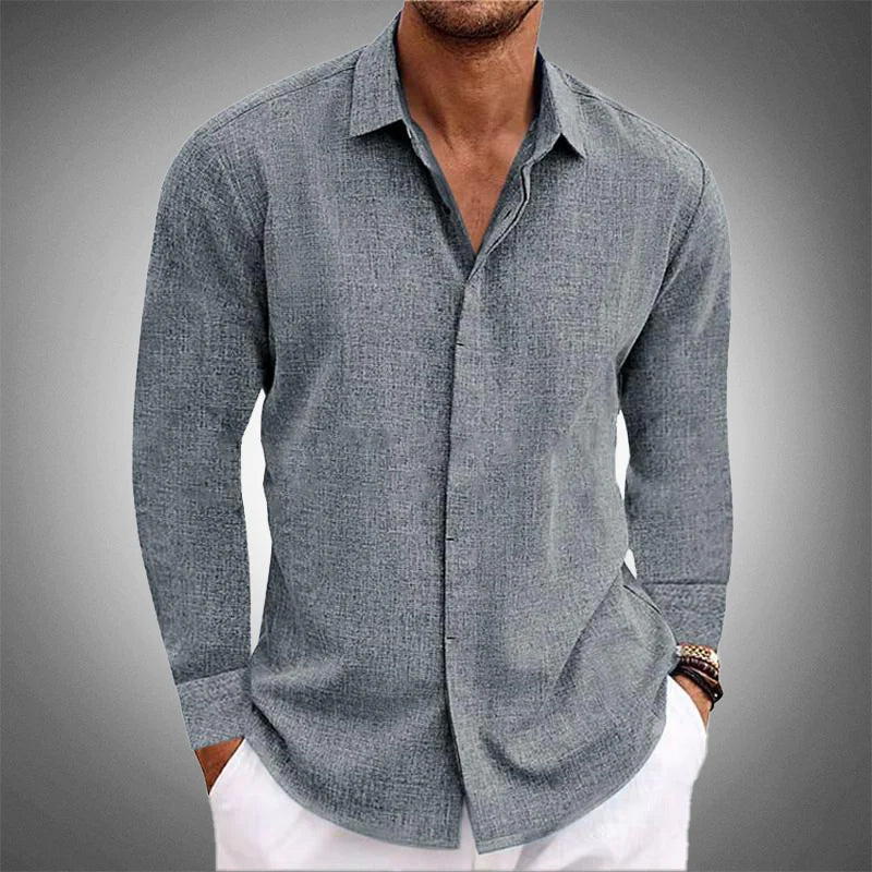Charlie | Shirt Sky Blue Linen Long Sleeve for Men