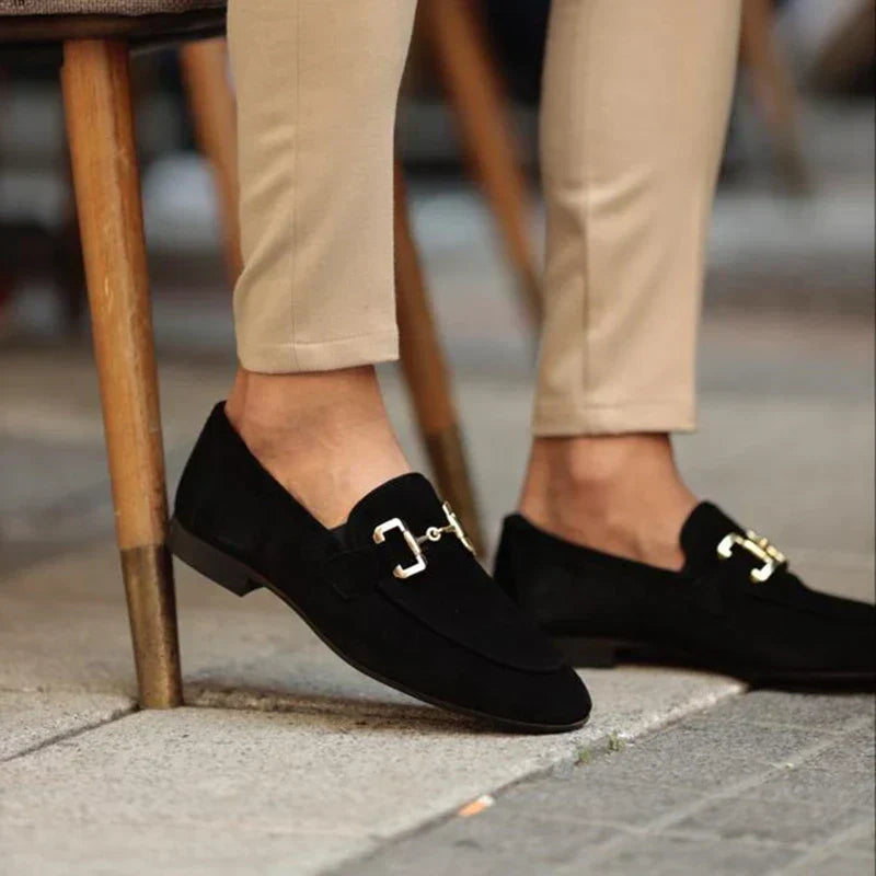Oliver | Loafers Stone Suede Horsebit Slip-On for Men