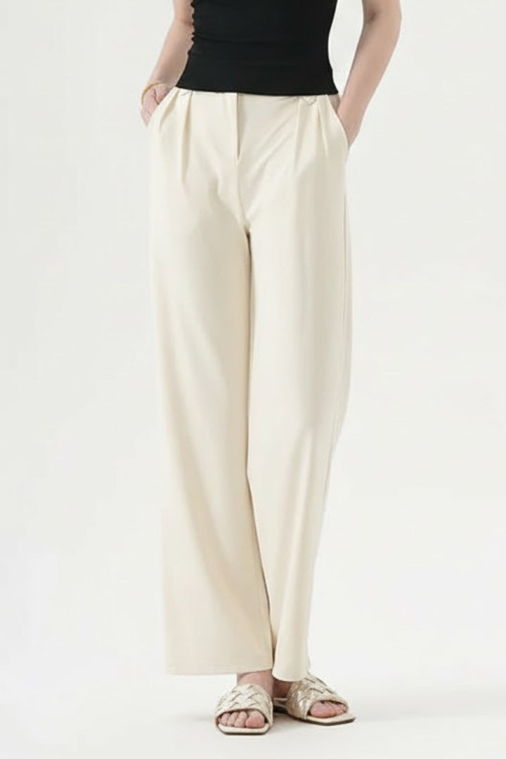 Dulcie | Straight-Leg Trousers Black Pleated High-Waisted for Women