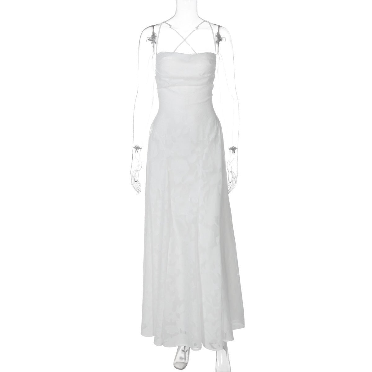 Fleur | Maxi Evening Dress Burgundy Lace Spaghetti Strap A-Line for Women