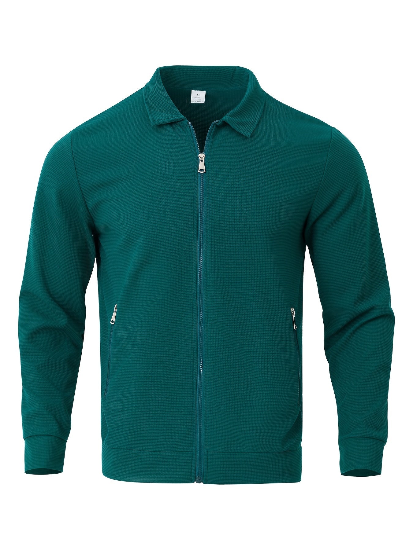 Lachlan | Zip-Up Jacket White Waffle Knit Collared for Men