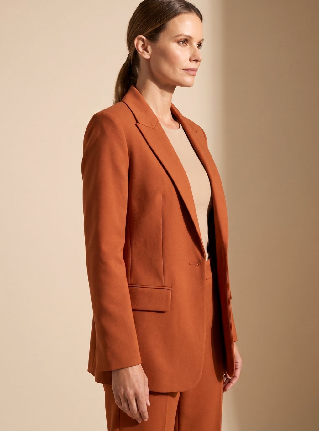 Lilian | Blazer Suit Set Beige Tailored Wide-Leg for Women