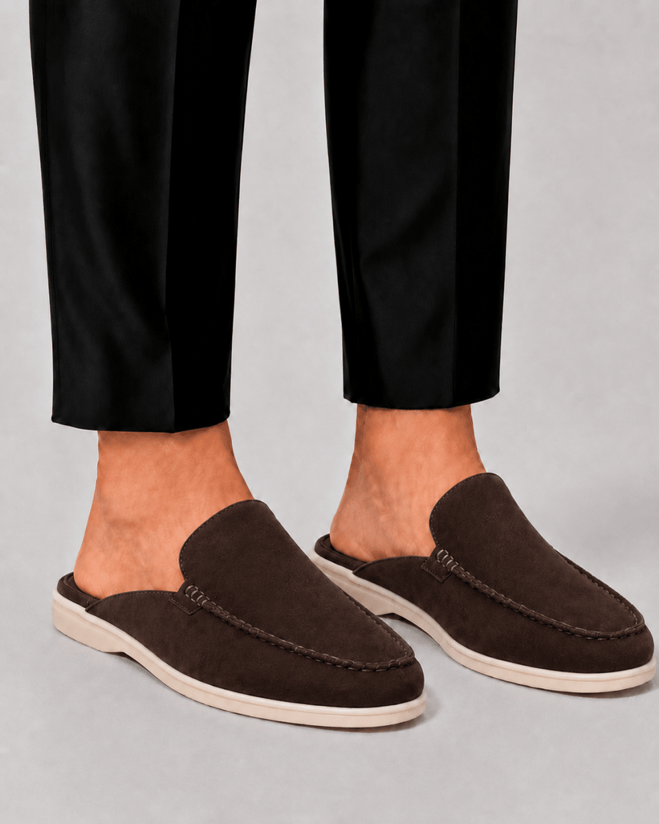 Jasper | Loafers Black Suede Open Back Slip-On for Men