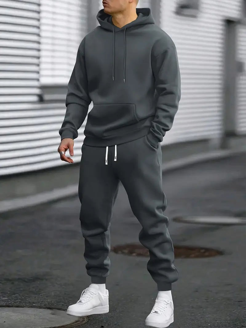 Marigold | Two-Piece Lounge Set Grey Fleece Hoodie Joggers for Women
