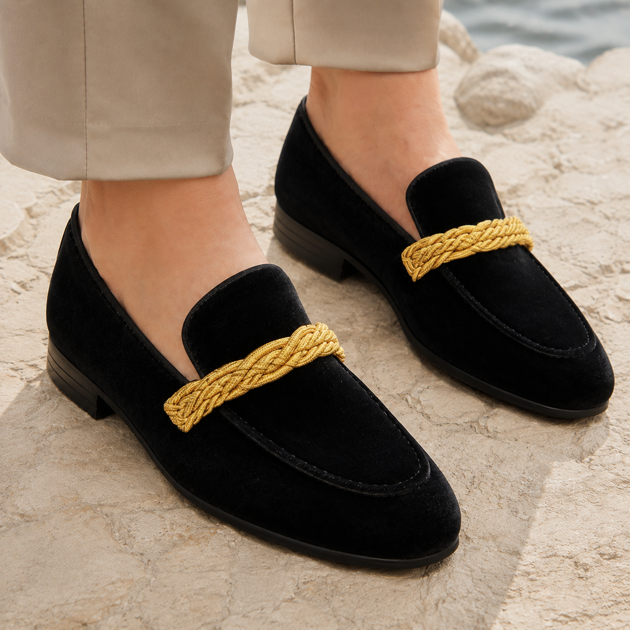 Merrick | Loafers Brown Velvet Rope-Trim for Men
