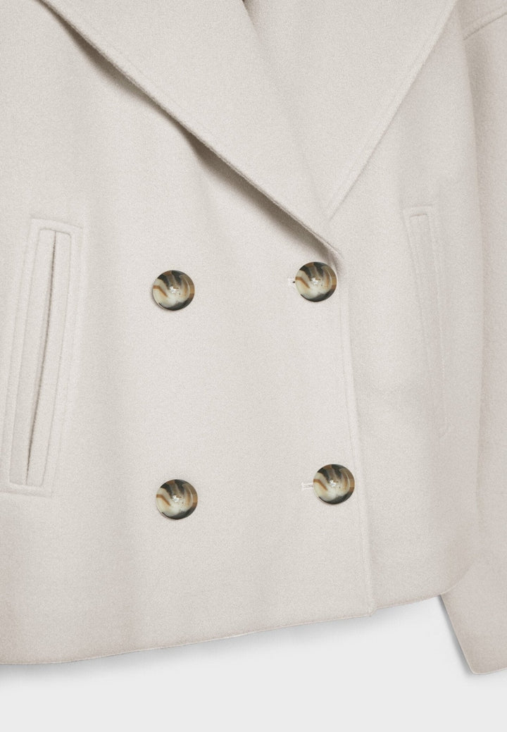 Faye | Cropped Jacket Taupe Wool-Blend Double-Breasted for Women