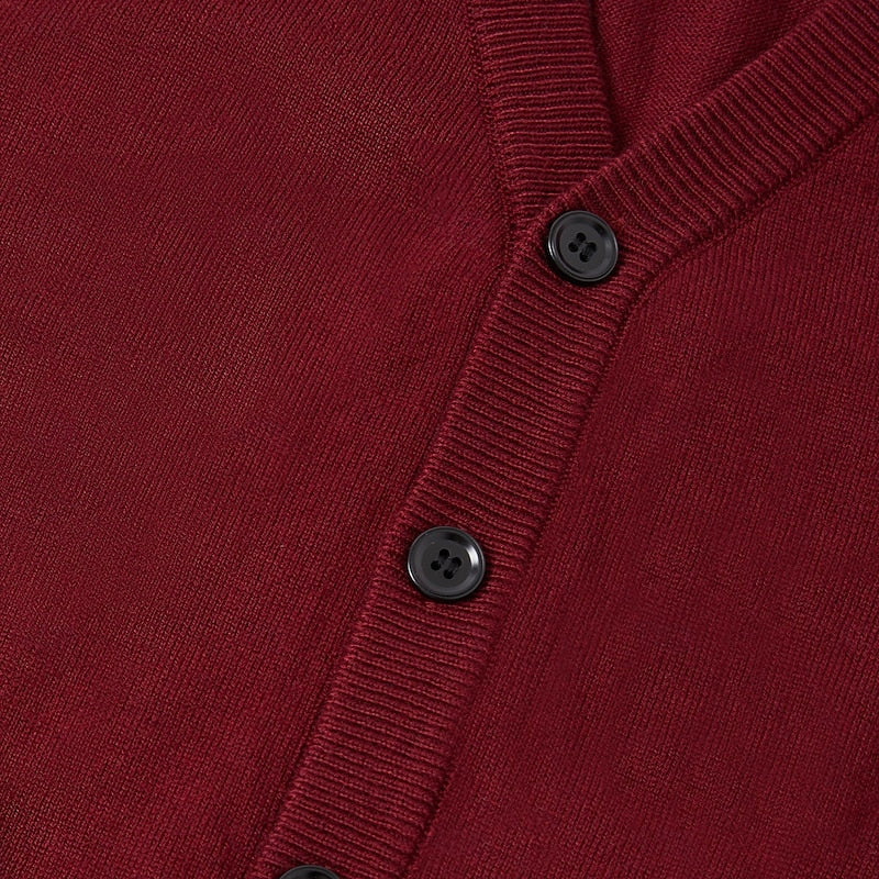Alistair | Sweater Vest Burgundy Knit Buttoned V-Neck for Men
