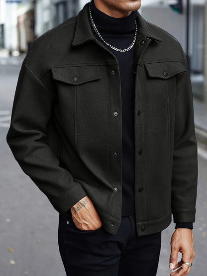 Kit | Trucker Jacket Cream Brushed Felt Button-Front for Men