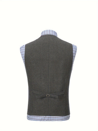 Etta | Waistcoat Brown Herringbone Tweed Notched Lapel for Women