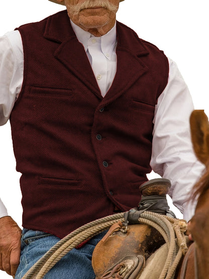 Etta | Waistcoat Brown Herringbone Tweed Notched Lapel for Women