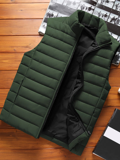 Juniper | Quilted Gilet Olive Green Stand Collar Lightweight for Women