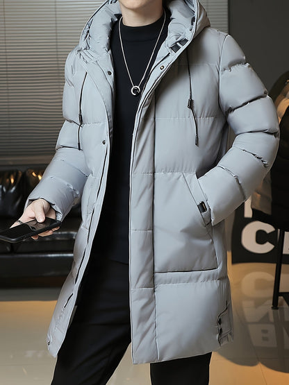 Wilhelmina | Longline Puffer Coat Black Hooded Quilted for Women