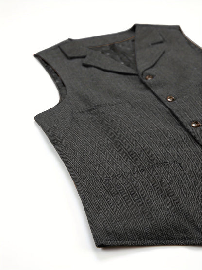 Etta | Waistcoat Brown Herringbone Tweed Notched Lapel for Women