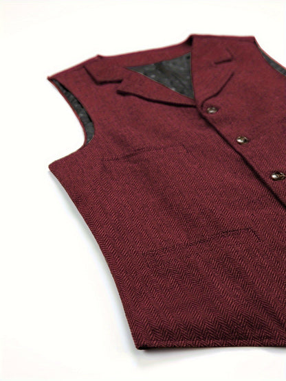 Etta | Waistcoat Brown Herringbone Tweed Notched Lapel for Women