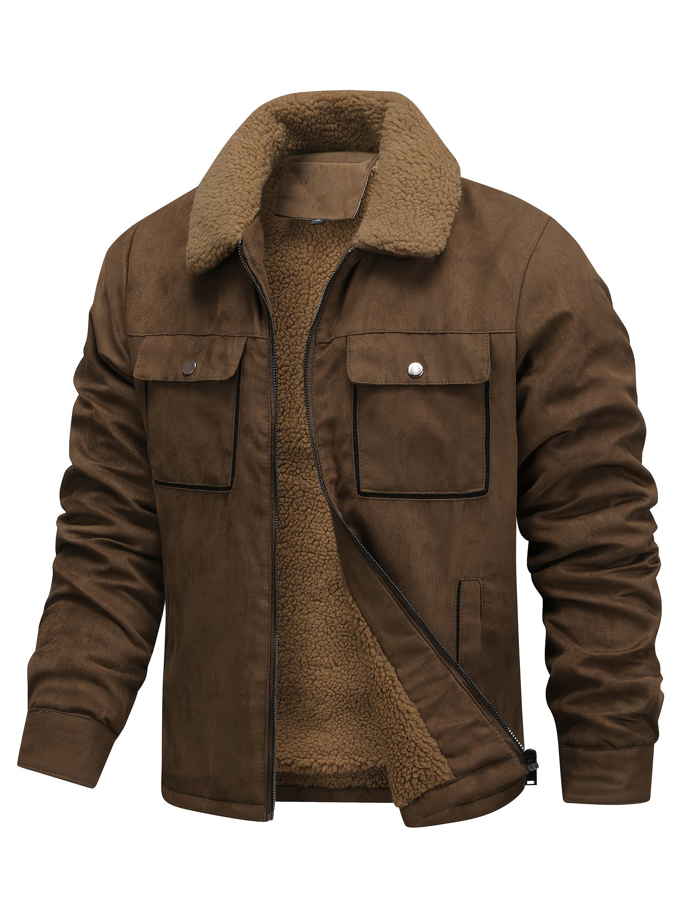 Jessamine | Trucker Jacket Brown Faux Suede Sherpa-Lined for Women