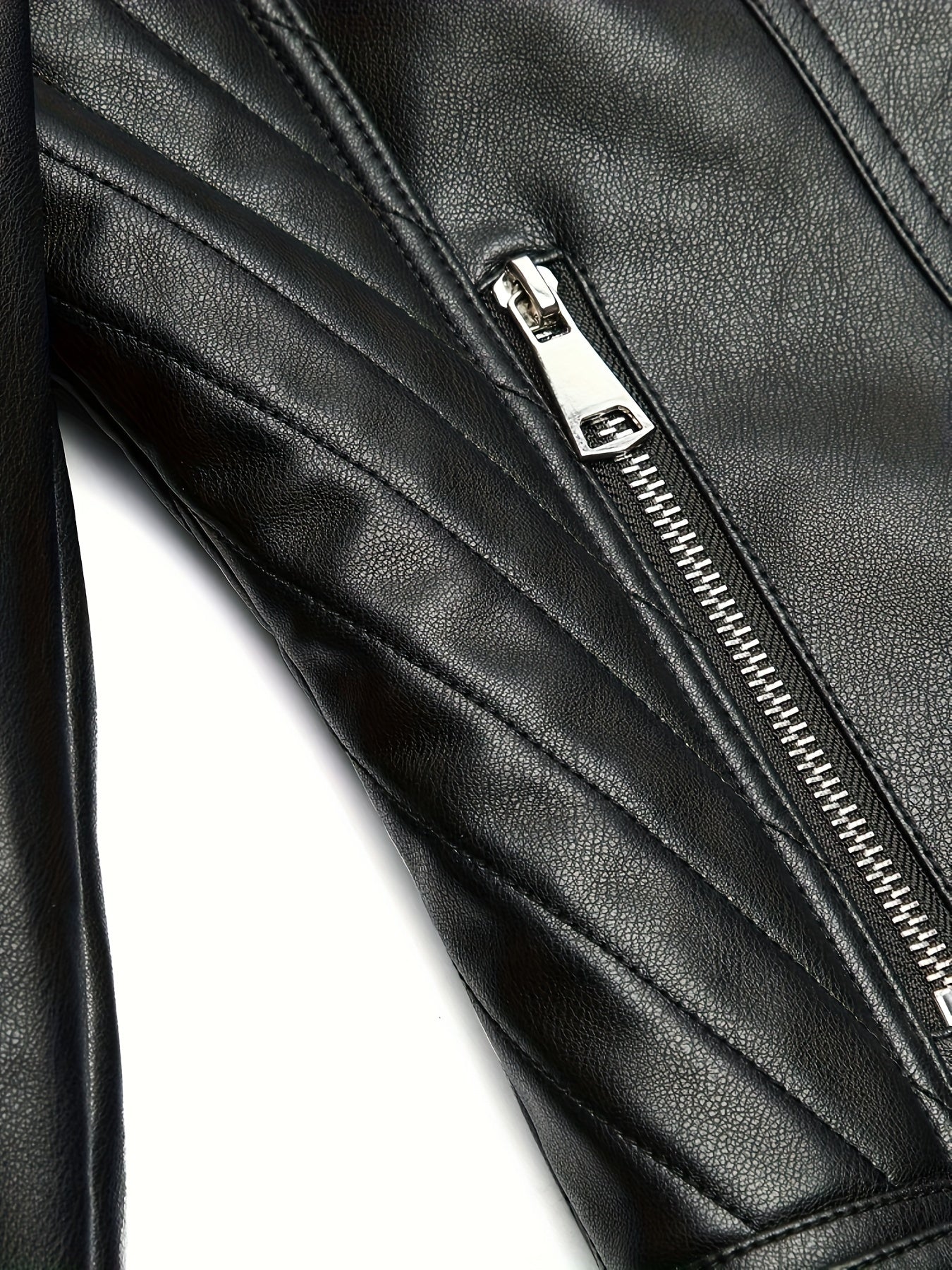 Briony | Biker Jacket Black Faux Leather Asymmetric Zip for Women
