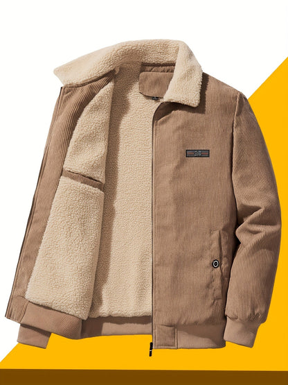 Jemima | Corduroy Jacket Black Sherpa-Lined Zip-Up for Women