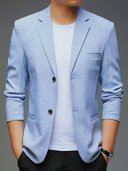Monty | Blazer Beige Linen-Look Textured Single-Breasted for Men