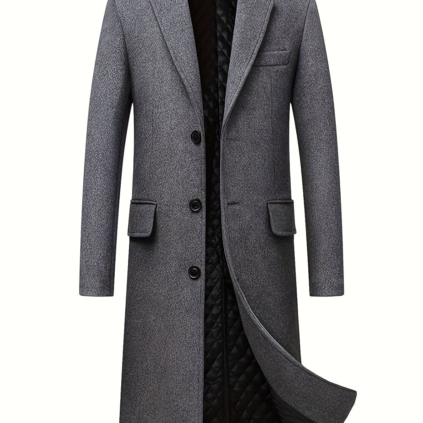 Delia | Long Overcoat Grey Wool Blend Tailored Button Front for Women