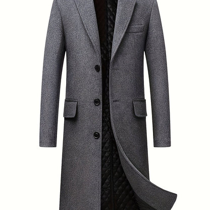 Delia | Long Overcoat Grey Wool Blend Tailored Button Front for Women