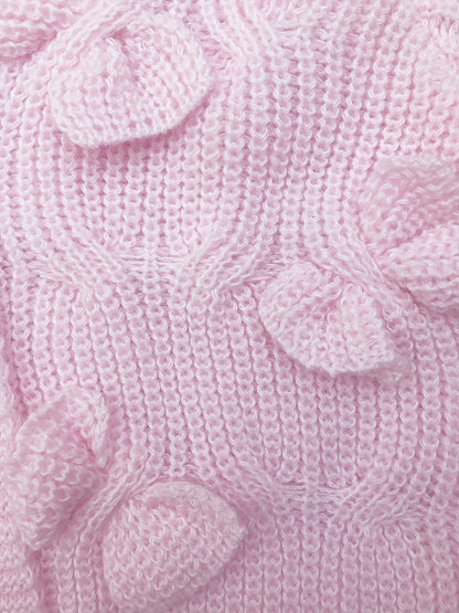 Nerissa | Cardigan Pink Knit Bow-Detail V-Neck for Women
