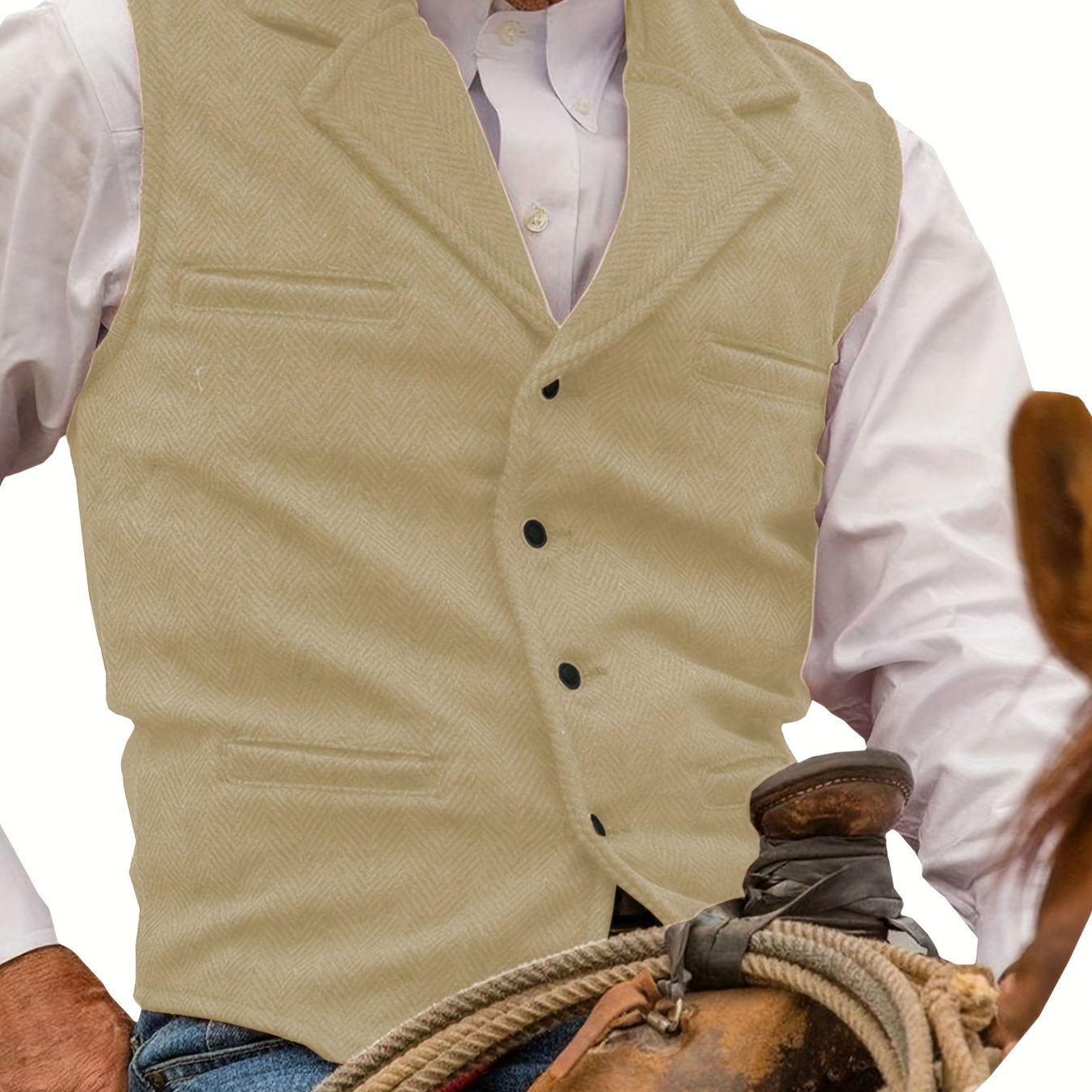 Etta | Waistcoat Brown Herringbone Tweed Notched Lapel for Women