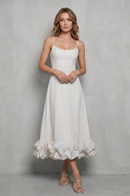 Phoebe | Midi Dress Baby Blue Ruffle Hem Spaghetti Strap for Women