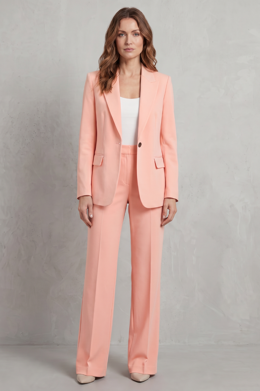 Josephine | Tailored Two-Piece Suit Set Steel Blue Woven Wide-Leg for Women