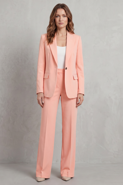 Josephine | Tailored Two-Piece Suit Set Steel Blue Woven Wide-Leg for Women