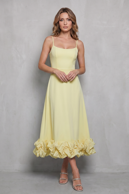 Phoebe | Midi Dress Baby Blue Ruffle Hem Spaghetti Strap for Women
