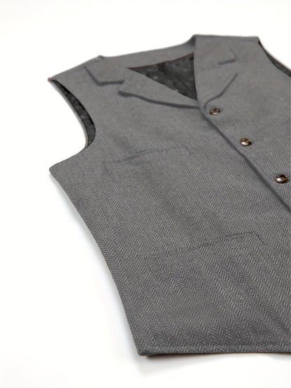 Etta | Waistcoat Brown Herringbone Tweed Notched Lapel for Women