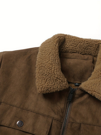 Jessamine | Trucker Jacket Brown Faux Suede Sherpa-Lined for Women