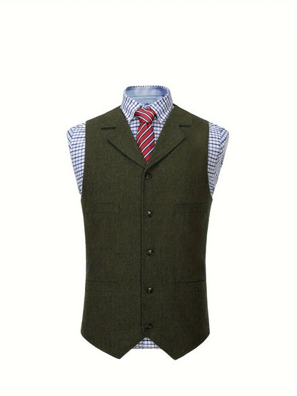 Etta | Waistcoat Brown Herringbone Tweed Notched Lapel for Women