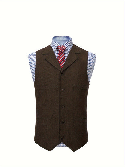 Etta | Waistcoat Brown Herringbone Tweed Notched Lapel for Women