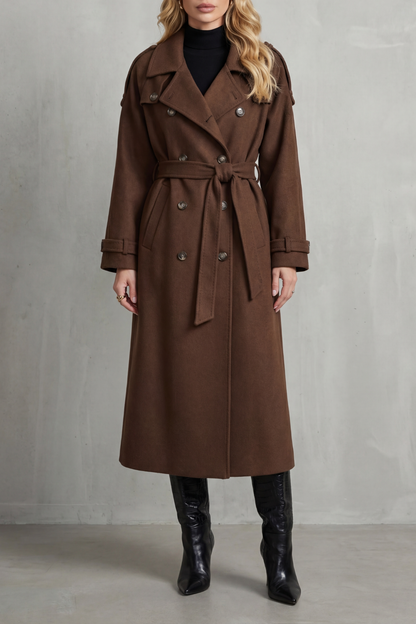 Harriet | Trench Coat Brown Wool-Blend Oversized Belted for Women